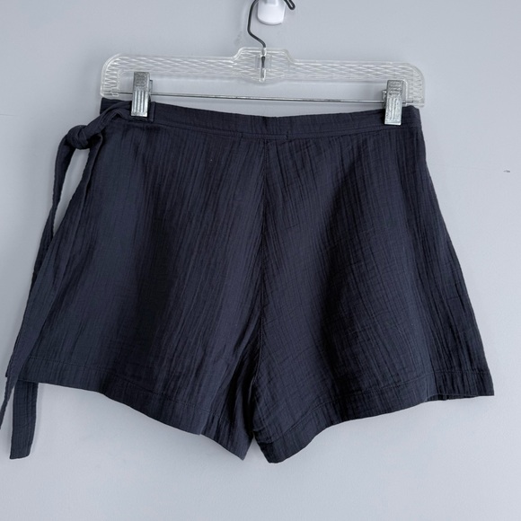 Aritzia Community 100% Organic Cotton Gauze Textured Shorts S Blue Gray Boho - Picture 3 of 12